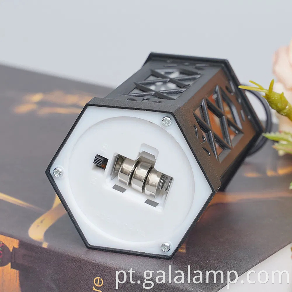 Lâmpada de vento retro mini hexagonal com luz LED branca quente